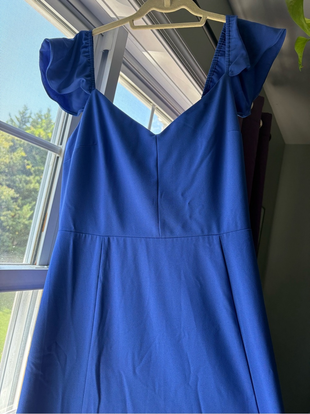 Market & Spruce Blue Midi Dress with Ruffle Sleeves